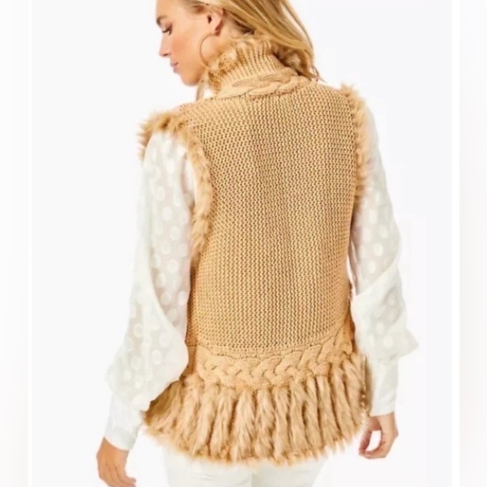 NWT Lilly Pulitzer Torini Sequin Sweater Vest in Heathered Latte Metallic - Picture 7 of 17